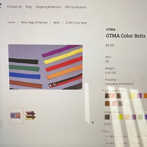 GTMA Color Belts selection